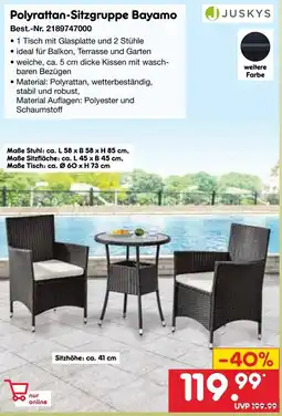 Netto Marken-Discount JUSKYS Polyrattan-Sitzgruppe Bayamo Angebot