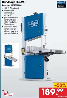 Netto Marken-Discount Scheppach Bandsäge HBS261 Angebot