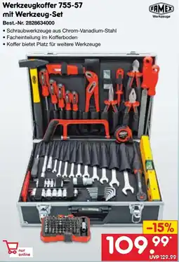 Netto Marken-Discount FAMEX Werkzeugkoffer 755-57 mit Werkzeug-Set Angebot