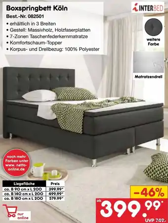 Netto Marken-Discount INTERBED Boxspringbett Köln Angebot