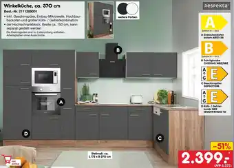 Netto Marken-Discount Respekta Winkelküche, ca. 370 cm Angebot