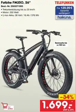 Netto Marken-Discount TELEFUNKEN Fatbike FM350, 26" Angebot