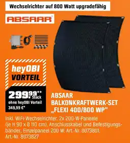 OBI ABSAAR BALKONKRAFTWERK-SET ,,FLEXI 400/800 WP" Angebot