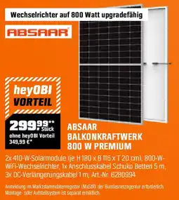 OBI ABSAAR BALKONKRAFTWERK 800 W PREMIUM Angebot
