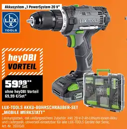 OBI LUX-TOOLS AKKU-BOHRSCHRAUBER-SET ,,MOBILE WERKSTATT" Angebot