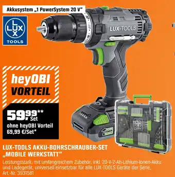 OBI LUX-TOOLS AKKU-BOHRSCHRAUBER-SET ,,MOBILE WERKSTATT" Angebot
