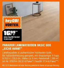 OBI PARADOR LAMINATBODEN BASIC 600 „EICHE AVANT" Angebot