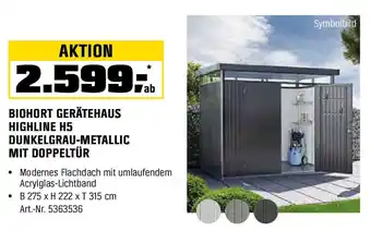 OBI BIOHORT GERÄTEHAUS HIGHLINE H5 DUNKELGRAU-METALLIC MIT DOPPELTÜR Angebot