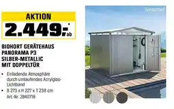 OBI BIOHORT GERÄTEHAUS PANORAMA P3 SILBER-METALLIC MIT DOPPELTÜR Angebot
