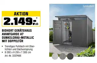 OBI BIOHORT GERÄTEHAUS AVANTGARDE A7 DUNKELGRAU-METALLIC MIT DOPPELTÜR Angebot