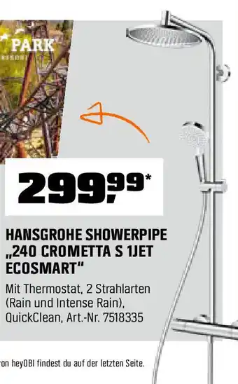 OBI HANSGROHE SHOWERPIPE ,,240 CROMETTA S 1JET ECOSMART" Angebot