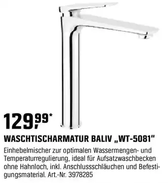 OBI WASCHTISCHARMATUR BALIV,,WT-5081" Angebot