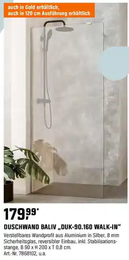 OBI DUSCHWAND BALIV,,DUK-90.160 WALK-IN" Angebot