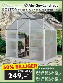 Norma Alu-Gewächshaus BOSTON ca. 130 x 190 x 193 cm, mit Dachfenster Angebot