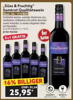 Norma „Süss & Fruchtig“ Samtrot Qualitätswein Angebot