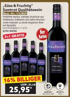 Norma „Süss & Fruchtig“ Samtrot Qualitätswein Angebot