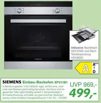 EP SIEMENS Einbau-Backofen EP211B1 Angebot