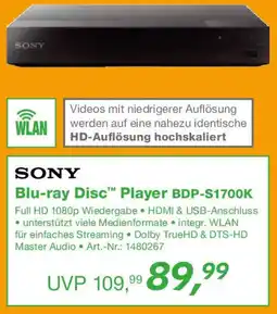 EP SONY Blu-ray Disc Player BDP-S1700K Angebot