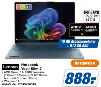 expert Techno Land Lenovo Notebook Yoga Slim 7 Angebot