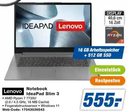 expert Techno Land Lenovo Notebook IdeaPad Slim 3 Angebot
