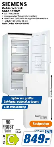 expert Techno Land SIEMENS Gefrierschrank GS51NAWCV Angebot