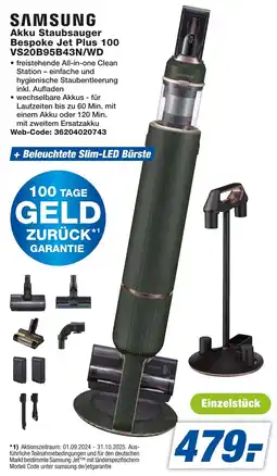 expert Techno Land SAMSUNG Akku Staubsauger Bespoke Jet Plus 100 VS20B95B43N/WD Angebot