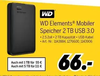 MEDIMAX Wd wd elements mobiler speicher usb 3.0 Angebot