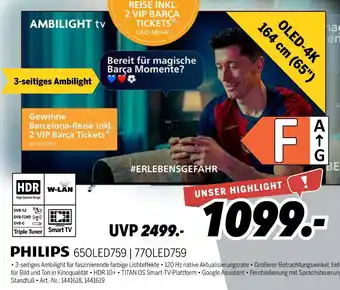 MEDIMAX Philips ambilight tv oled-4k 164 cm (65) Angebot