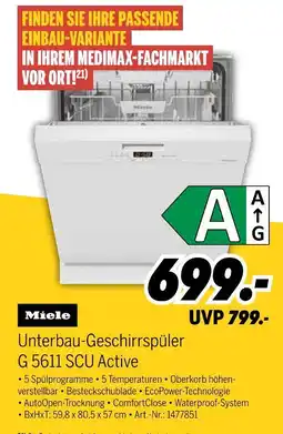 MEDIMAX Miele unterbau-geschirrspüler g 5611 scu active Angebot