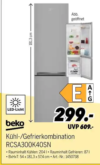 MEDIMAX Beko kühl-/gefrierkombination rcsa300k40sn Angebot