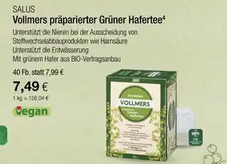 Vitalia Salus vollmers präparierter grüner hafertee Angebot