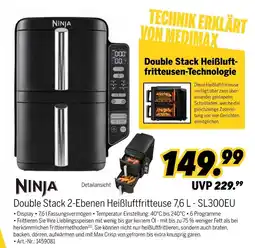 MEDIMAX Ninja double stack 2-ebenen heißluftfritteuse 7,6 l - sl300eu Angebot