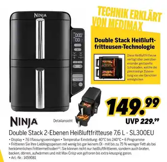 MEDIMAX Ninja double stack 2-ebenen heißluftfritteuse 7,6 l - sl300eu Angebot