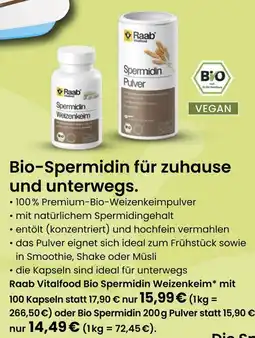 Vitalia Raab vitalfood bio spermidin weizenkeim kapseln Angebot