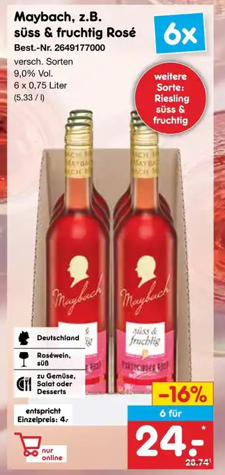 Netto Marken-Discount Maybach süß & fruchtig rosé Angebot