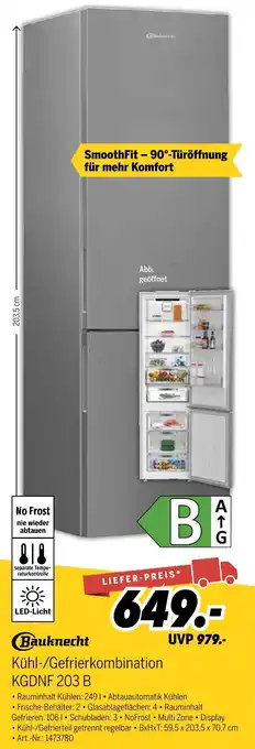 MEDIMAX Bauknecht kühl-/gefrierkombination kgnf 203 b Angebot