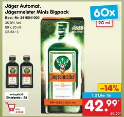Netto Marken-Discount Jägermeister jäger automat minis bigpack Angebot
