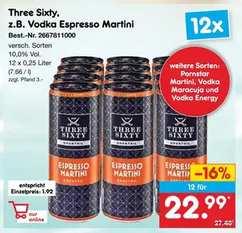 Netto Marken-Discount Three sixty vodka espresso martini Angebot