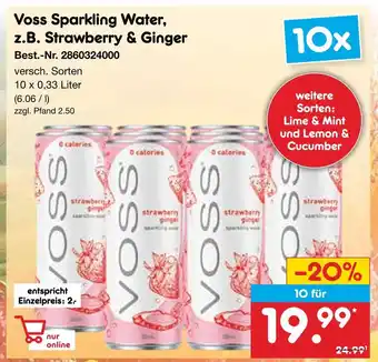 Netto Marken-Discount Voss sparkling water strawberry & ginger Angebot