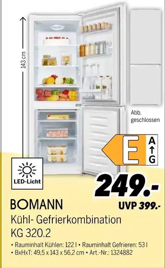 MEDIMAX Bomann kühl-gefrierkombination kg 320.2 Angebot