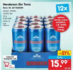 Netto Marken-Discount Henderson henderson gin tonic Angebot