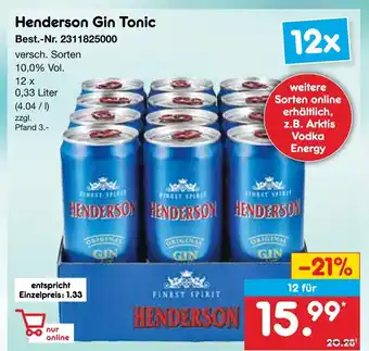 Netto Marken-Discount Henderson henderson gin tonic Angebot