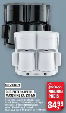 Handelshof Severin duo-filterkaffeemaschine KA 9314/5 Angebot