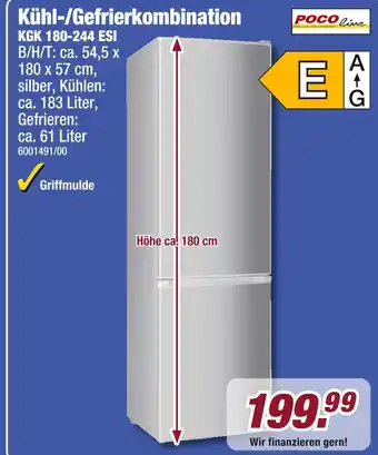 Poco Pocoline kühl-/gefrierkombination kgk 180-244 esi Angebot