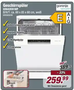 Poco Gorenje geschirrspüler gs642e91wp Angebot