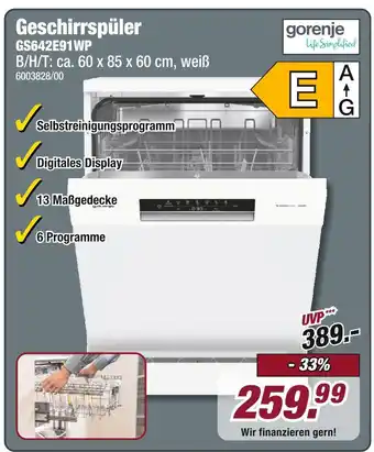 Poco Gorenje geschirrspüler gs642e91wp Angebot