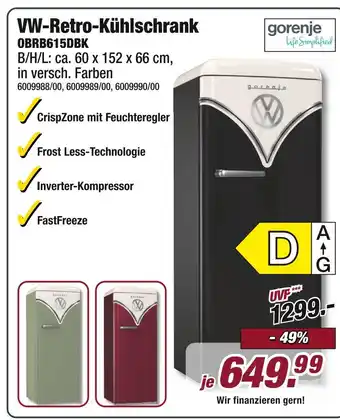 Poco Gorenje vw-retro-kühlschrank obrb615dbk Angebot