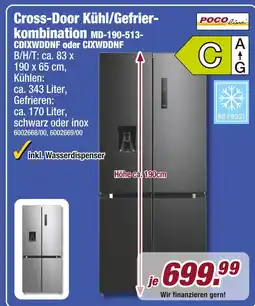 Poco Pocoline cross-door kühl/gefrierkombination md-190-513-cdixwddnf oder cixwddnf Angebot