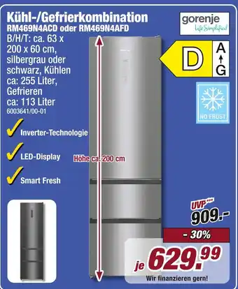 Poco Gorenje kühl-/gefrierkombination rm469n4acd oder rm469n4afd Angebot