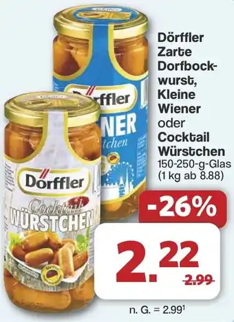 Famila Nord West Dörffler Zarte Dorfbockwurst, Kleine Wiener oder Cocktail Würstchen Angebot